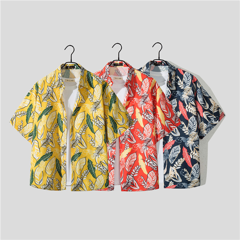 Herre Hawaii seaside strand feriedress herre løs pluss størrelse par trendy kortermet blomsterskjorte tilfeldig todelt sett_voghion.com