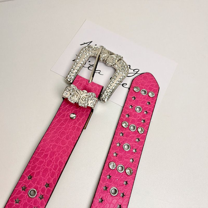 Cintura decorativa versatile con design punk, stile Y2K, dolce e cool, con farfalla e strass, sottocultura americana_voghion.com