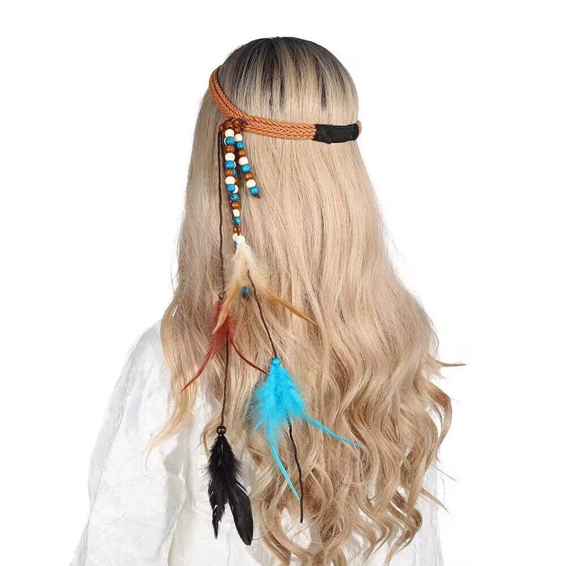 Cerchietto con piume bohémien: accessorio per capelli con piume lunghe su un lato in stile etnico - decorazione per capelli per feste in stile bohémien, chic e versatile_voghion.com