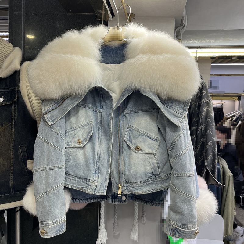 Abbigliamento invernale nuovo, giacca in pelliccia di volpe con collo largo, parka foderato spesso da donna_voghion.com