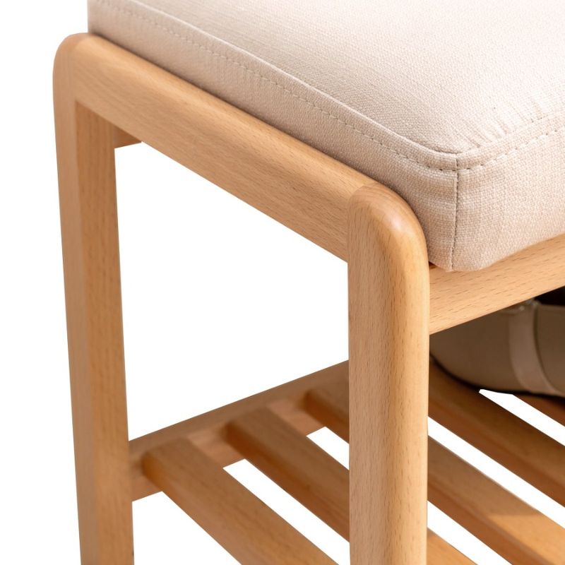 Beech Wood Rebound Storage Wood Solid Cushion Rack Sponge With Shoe Bench Natural High Organizer_voghion.com