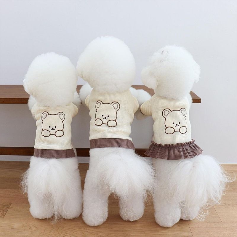 Spring Summer New Pet Teddy Bichon Cat Poodle Embroidered Dress Pomeranian Small Schnauzer Dog Clothes_voghion.com
