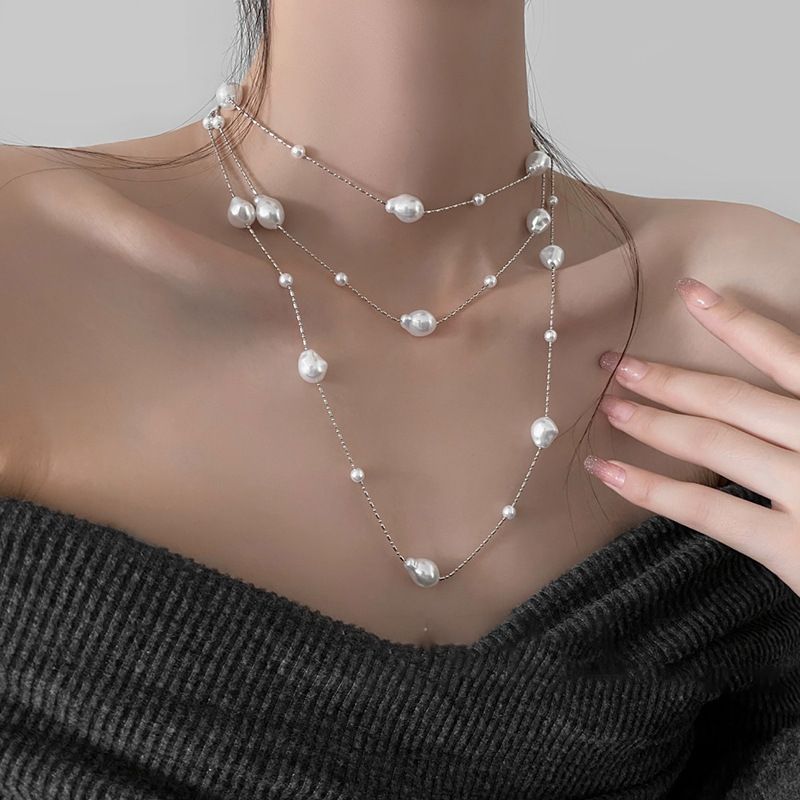 Irregular Long Pearl Autumn Winter Light Luxury Sweater Chain Fashion Simple Versatile Necklace_voghion.com