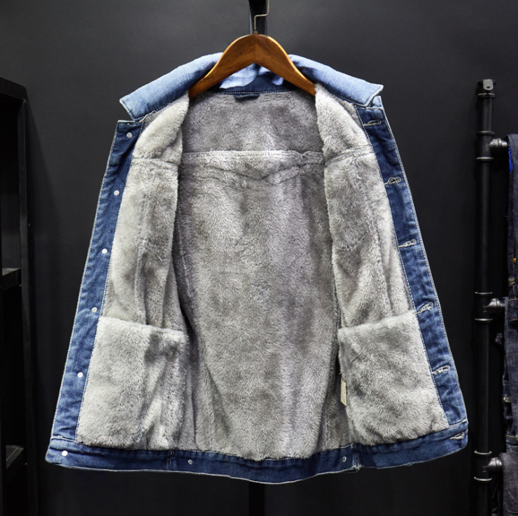 Herbst und Winter Übergroße Herren-Jeansjacke mit lockerer Passform und gewaschenem Revers für Jugendliche, Oberteil für Männer_voghion.com