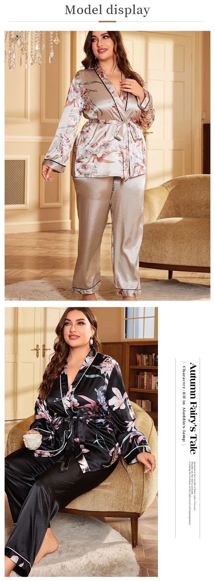 Dames Nachtkleding Grote maten Pyjama's Badjassen Sexy Kamerjas Huiskleding IJs Zijden Nachtjapon_voghion.com