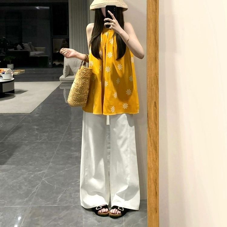 Top senza maniche con scollo a V, stile coreano, dolce e casual, stile pigro, estivo, 2025_voghion.com