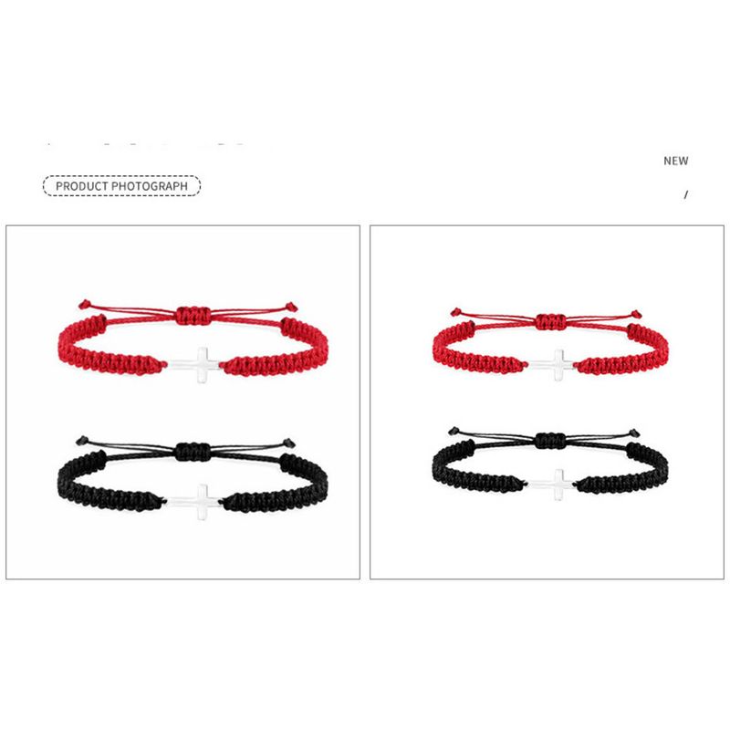 Popular Personalized Simple and fashionable rope hand woven bracelet, stainless steel cross bracelet,Gifts from family, friends_voghion.com