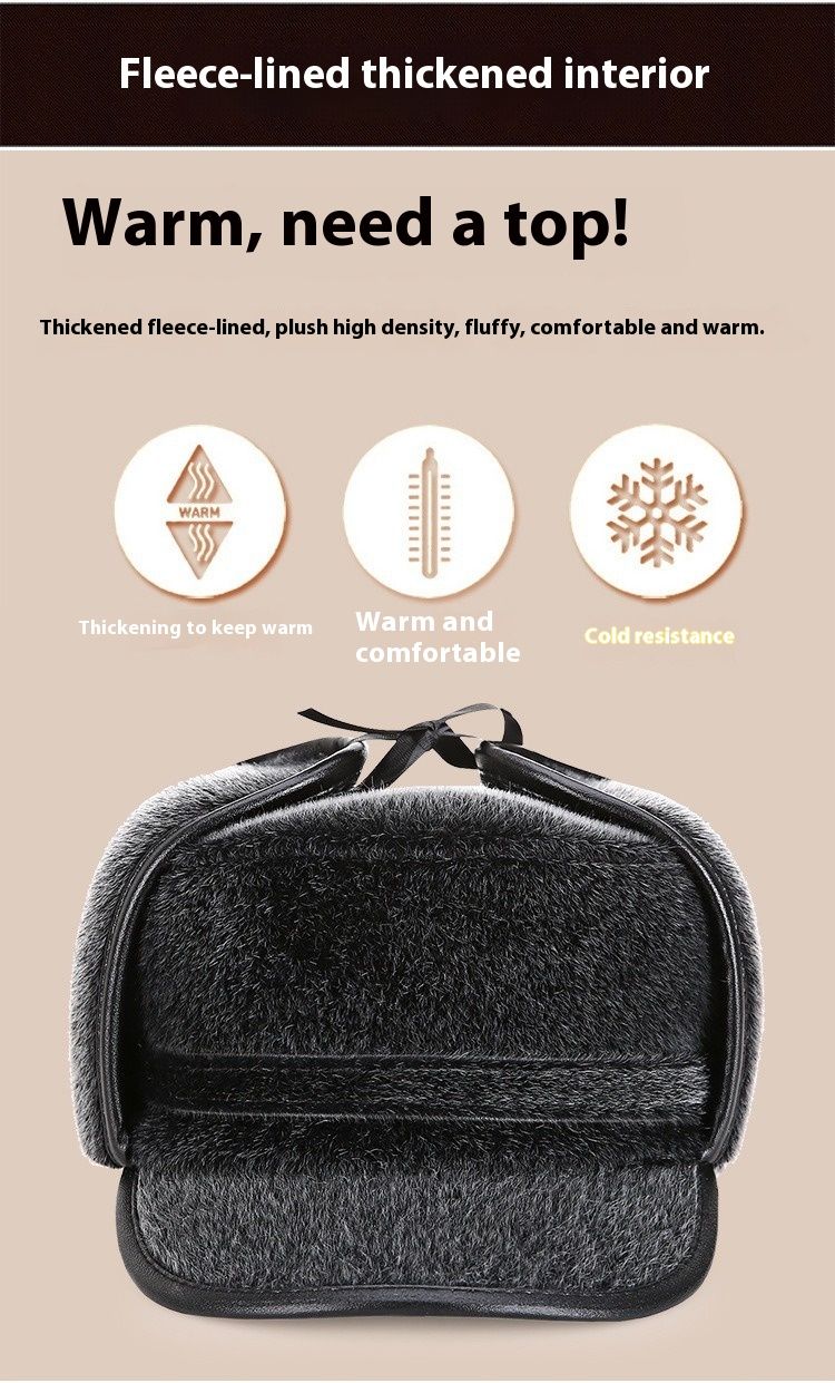 Men Middle-aged And Elderly Autumn And Winter Mink Fur Pilot Hat Warm Ear Protection Cold Proof Arctic Fleece Hat Gift For Elders_voghion.com