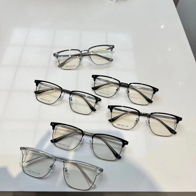 Men's Business Half frame TR Eyebrow Insert Heart Foot Frame Can be Equipped with Degree Anti Blue Light Flat Glasses_voghion.com