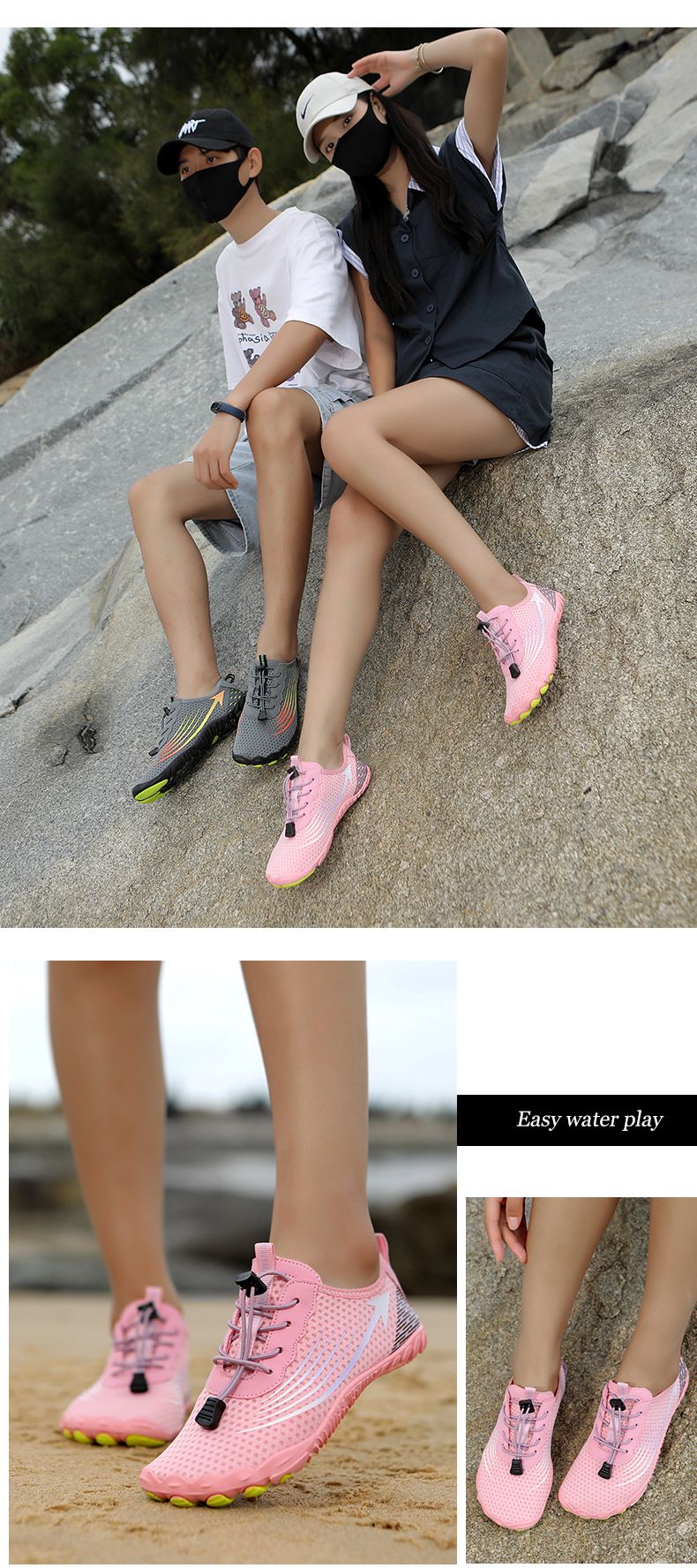 Unisex Water Shoes For Swimming, Running, Cycling, Yoga & Beach - Lightweight, Quick-Dry, Non-Slip With Breathable Mesh For Outdoor Adventures_voghion.com