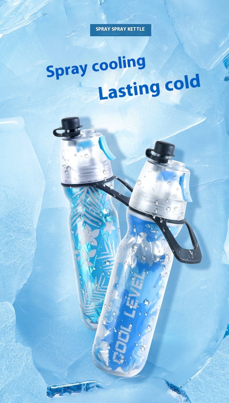 Outdoor-Radsport-Sprühflasche mit Strohhalm, multifunktionale Kühlflasche für Fahrräder, doppellagiger Kaltwasserbecher_voghion.com