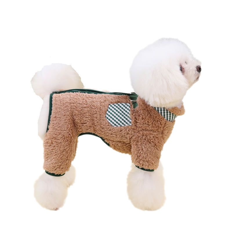 Clothing Double D-Ring Four-Legged Fleece Jacket Autumn Winter Small Dog Pet Clothes_voghion.com