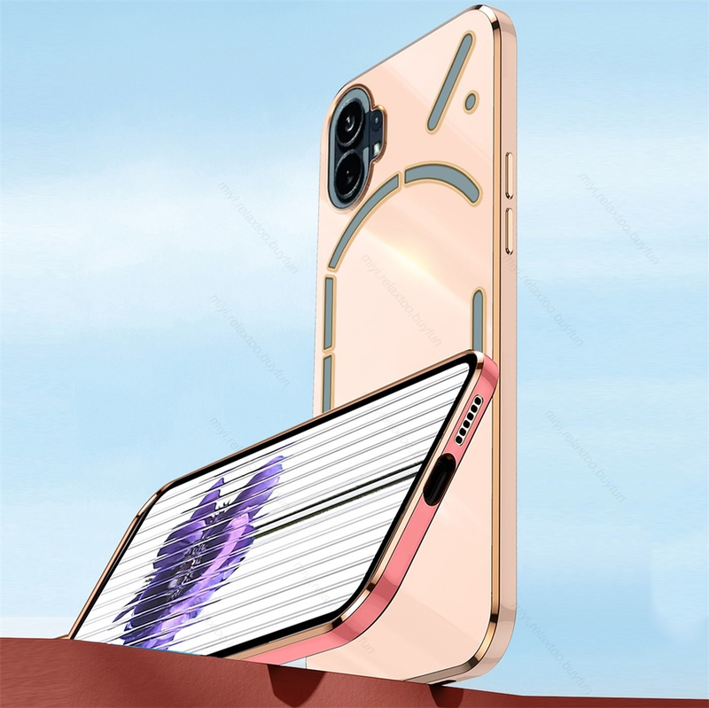 Luxe Vierkante Plating Gouden Frame Schokbestendige Case Voor Niets Telefoon 1 NothingPhone1 5G Camera Bescherm Cover Geen Ding Phon_voghion.com