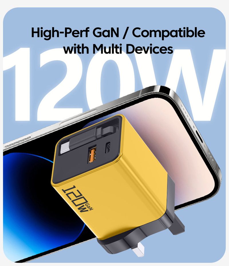 120W Super Fast Charge Type Phone Charger With Telescopic Retractable USB C Cable For IPhone 16 15 Samsung Laptop_voghion.com
