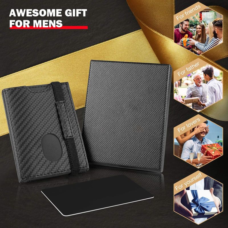 Herrevesker Spot Engros Elastisk bånd Kortholder Glidelås Myntveske RFID Tri Fold Lommebok Ultra Tynn Carbon Fiber Lommebok_voghion.com