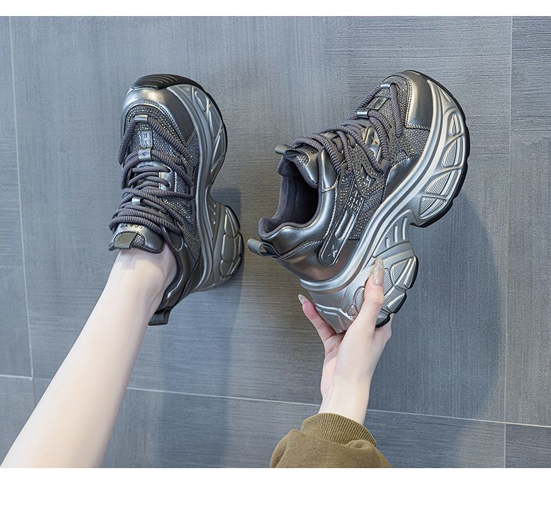 thick-soled Dad Shoes Women's Casual Versatile Fabric 9cm Height-increasing Women's Shoes_voghion.com