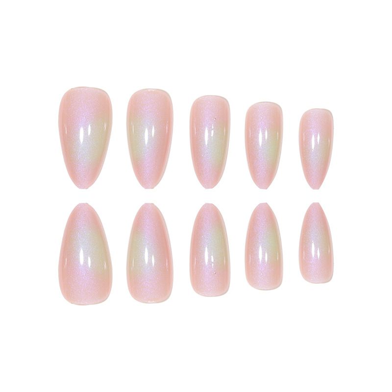 Almond-Shaped Press-On Nails With Aurora Glitter - Elegant & Glamorous False Nails For Women, Easy To Apply, Reusable, Natural-Looking Fake Nails_voghion.com