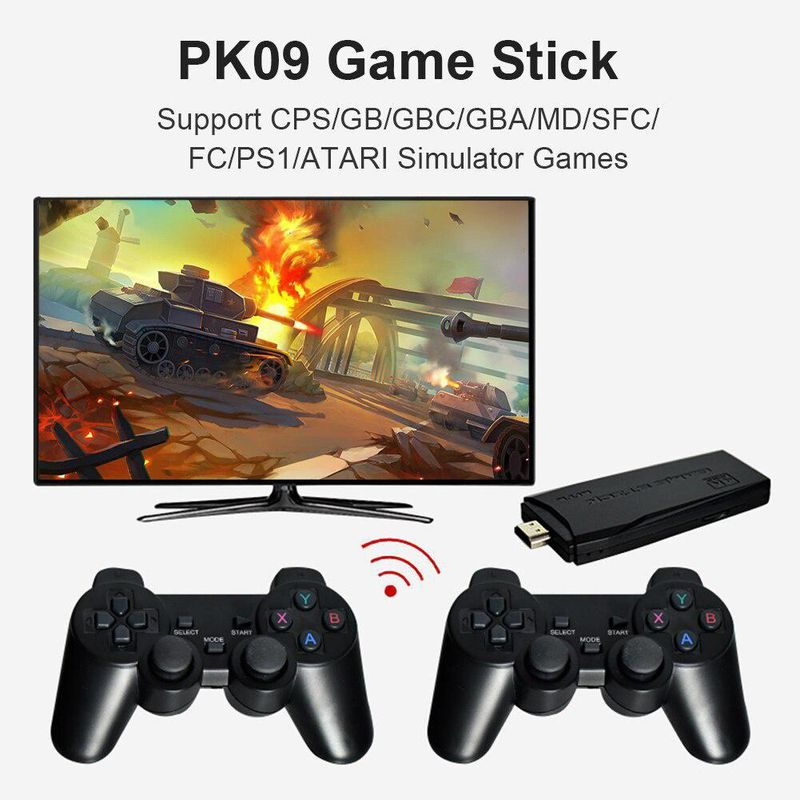 NY 32GB/64GB Indbygget 10000 Retro Håndholdt Spilkonsol Med Trådløs Controller Videospil Stick Til PS1/GBA_voghion.com