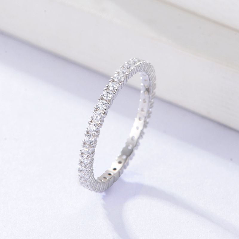 Bague en argent sterling pour femme, bijou en micro-incrusté de zircons, entièrement en diamants, tendance et simple, à superposer, idéal pour la main_voghion.com