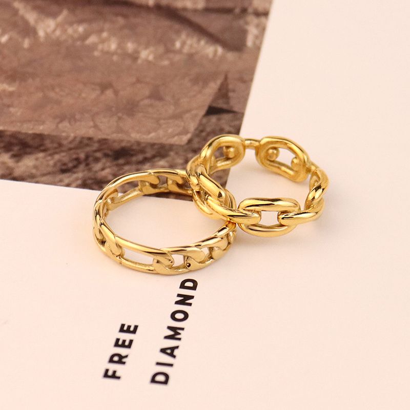 Women's Jewelry Simple And Generous Titanium Steel Ring Hollow Chain Titanium Steel Ring Female Ins Personality Retro Simple Cold Style_voghion.com