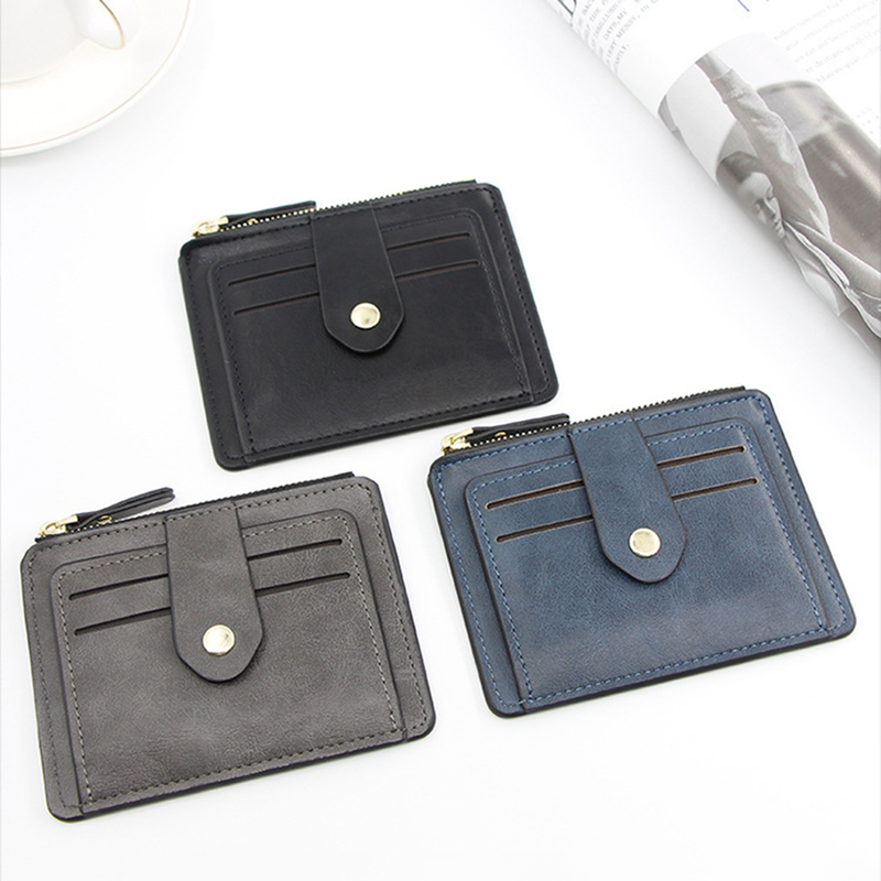Carteira minimalista Lihanbao, fina, com vários compartimentos, porta-cartões de crédito, de couro, masculina e feminina, com bolso frontal, para ocasiões comerciais, vermelha_voghion.com