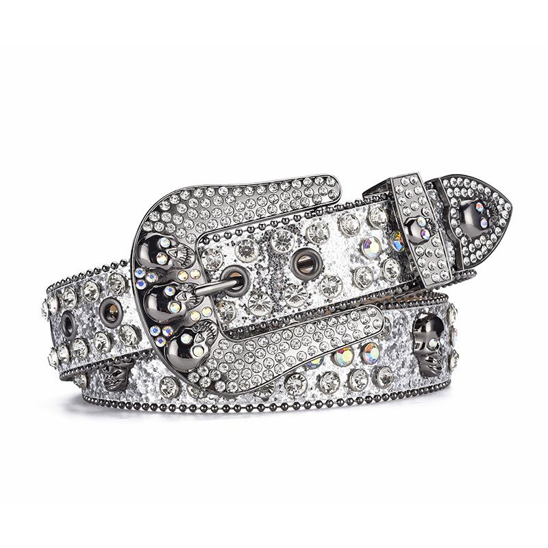 VOOTHOST Punk Kalnų krištolinis diržas Vakarų kaubojų deimantų Bling diržas Vyriškas Y2K Crystal Dygliuotas Cinto De Strass džinsams VB080_voghion.com
