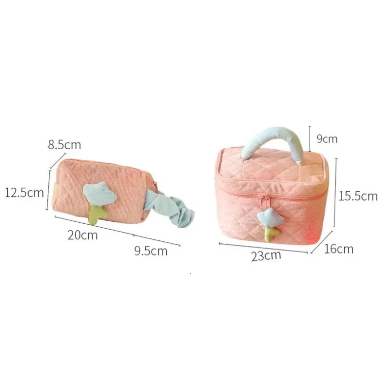 Cream Cordur INS Cute Tulip Large Capacity Portable Makeup Storage Bag 241204_voghion.com