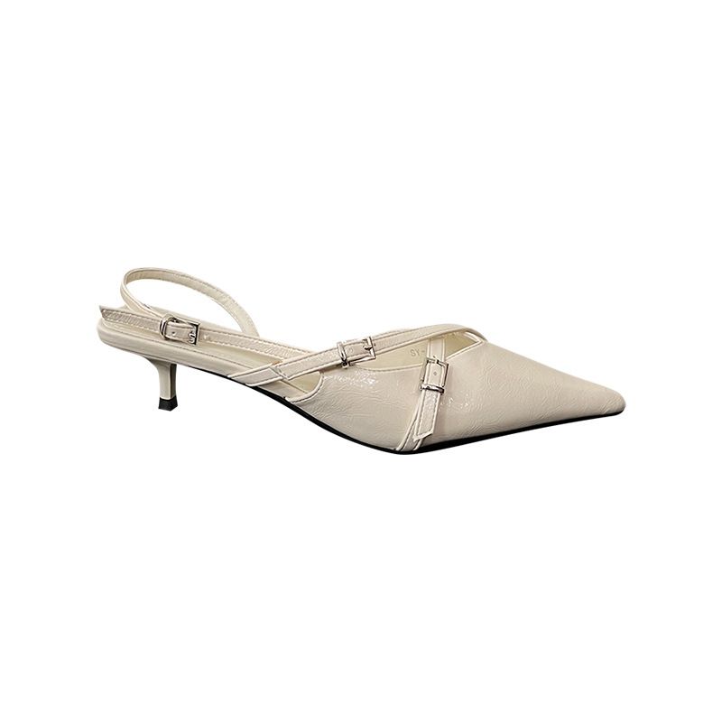 Temperamento, Sorella maggiore, Beige, Bocca chiara, Sandali con tacco basso, Borsa, Testa all'indietro, Gatto vuoto, Drag fresco, Donna_voghion.com
