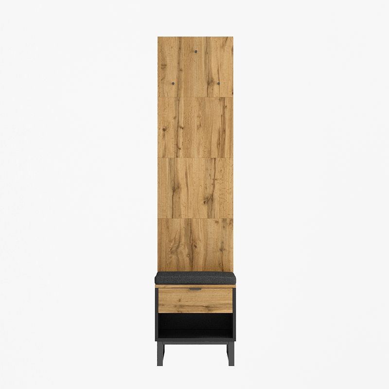 Ensemble Garderoben avec banc à chaussures et coussin, accessoires suspendus à l'avant, tiroirs et étagères réglables_voghion.com