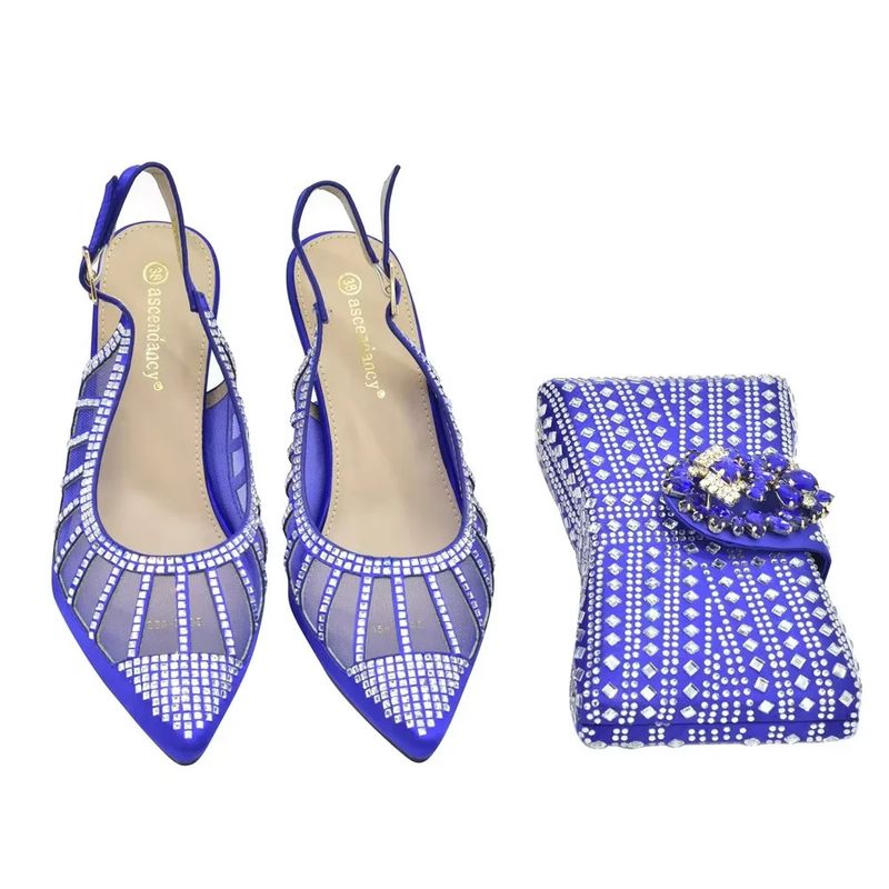 Sandali con tacco a spillo incastonati di diamanti con set di borse da cena Borsa da sera con strass dal design elegante_voghion.com
