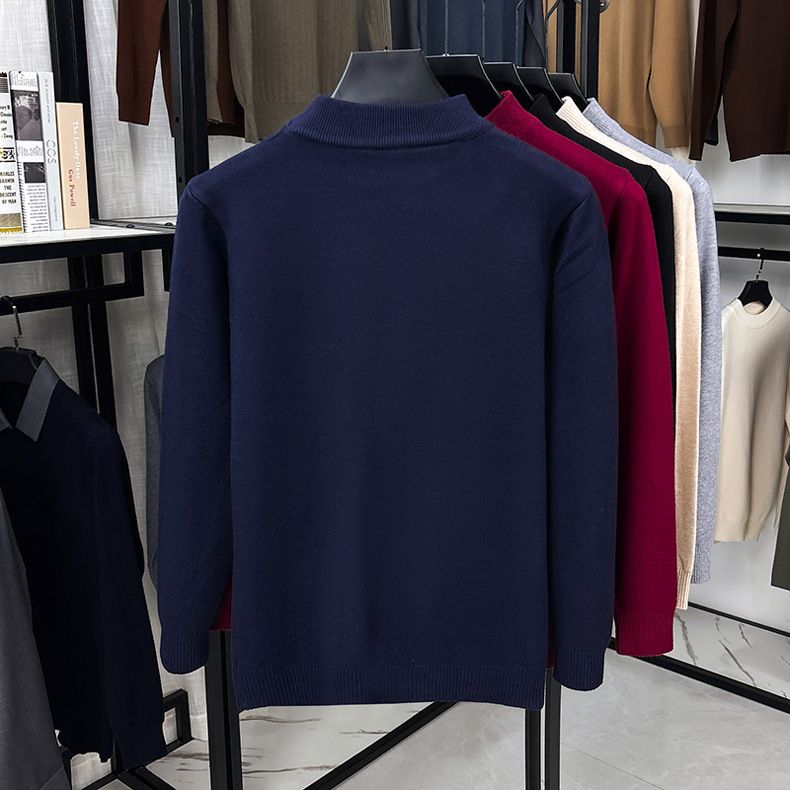 Pull tricoté mi-col roulé pour homme, épais et chaud, lavable en machine, nouvelle collection automne-hiver 2025_voghion.com