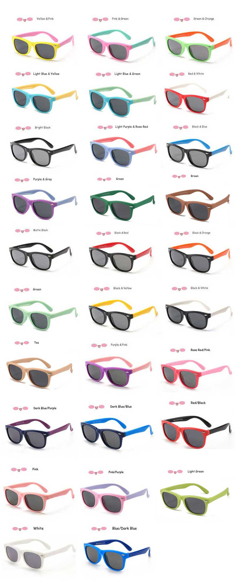 Saulesbrilles Bērni Polarizēti Bērni Klasisks zīmolu dizaineru Brilles Rivet TAC TR90 Elastīgi drošības rāmja žalūzijas zēniem_voghion.com