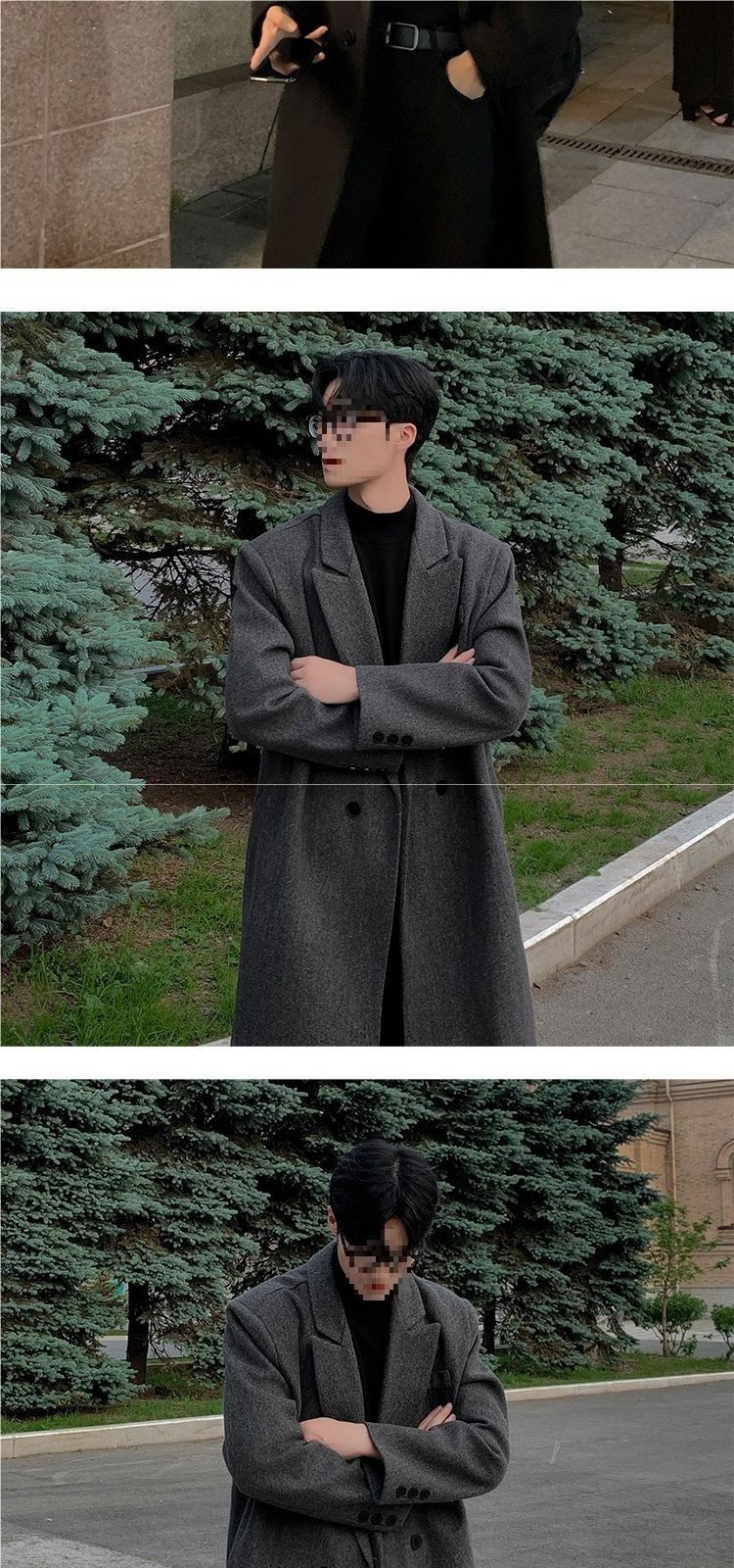 boy Boy Boy Padded Thickened 2025 Winter Wool Korean Style Over-the-Knee Mid-Length Trench Coat Loose Woolen Jacket For Men_voghion.com