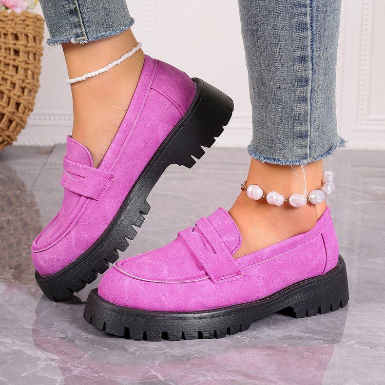 2025 Spring New Le Fu Comfortable And Casual British Style Coarse Heel Thick Bottom Set Large Women's Shoes_voghion.com
