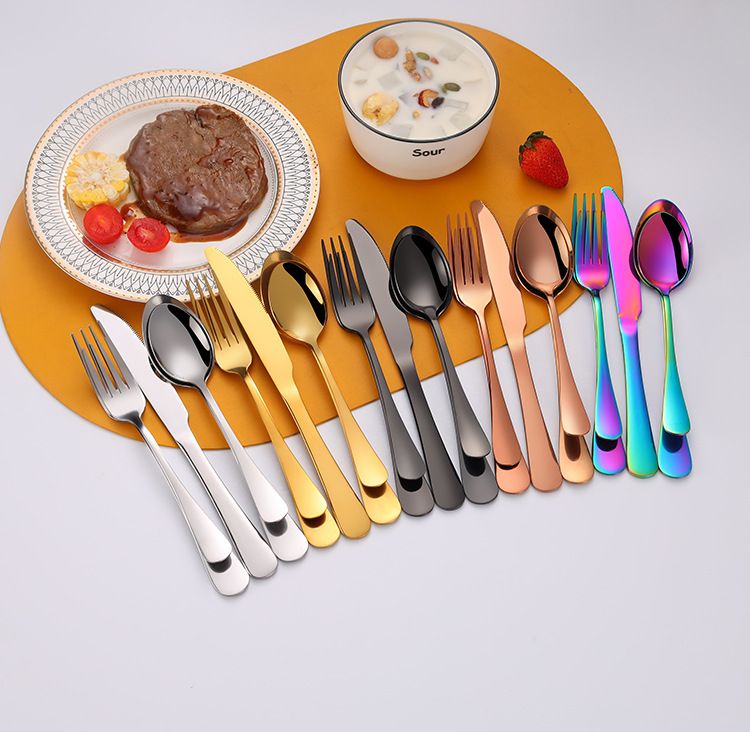 Edelstahl 1010 Geschirr 24-teiliges Set Western Geschirr 6 Personen Doppelseitige Craft Box Steak Messer Gabel und Löffel_voghion.com