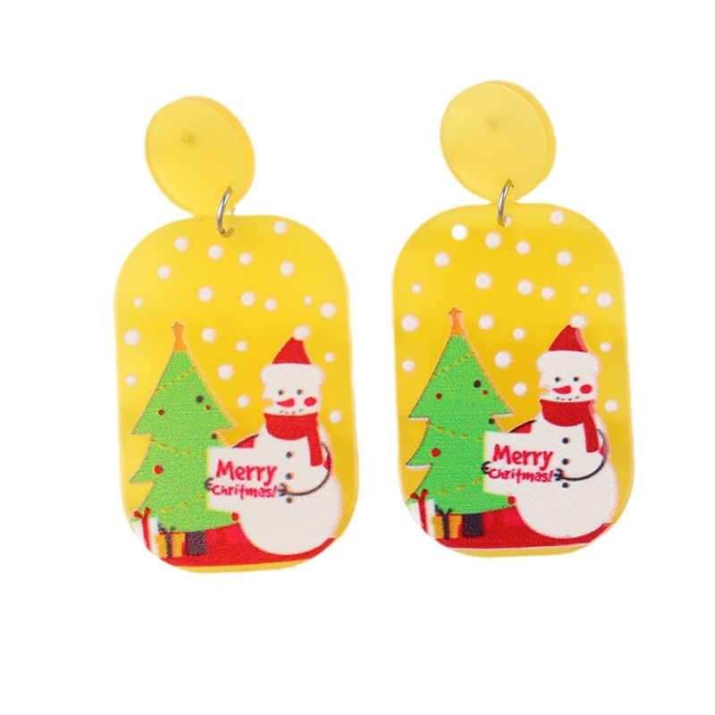 Nieuwjaarsrendier Kerstboom Sneeuwpop Acryl Studs Geometrische Druppel Oorbellen Sieraden Voor Vrouwen_voghion.com
