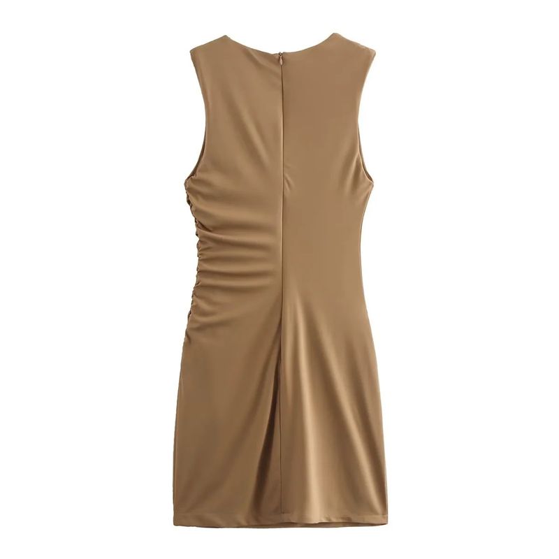 Abito decorativo plissettato in maglia tricolore da donna_voghion.com