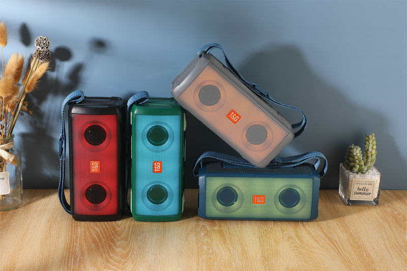 Nuevo Altavoz Bluetooth TG345 para exteriores, luz LED colorida, Radio, tarjeta de inserción, caja, transmisión, Subwoofer_voghion.com