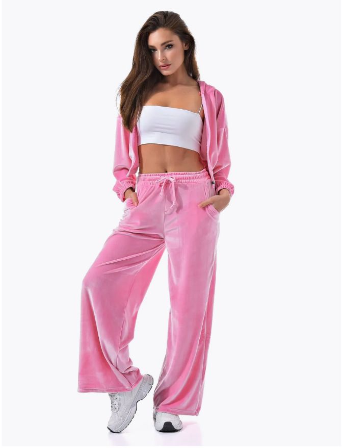 Russland 2025 Herbst Winter Lässige Sportswear Samt Zipper Top Zwei-Stück Set Für Frauen_voghion.com
