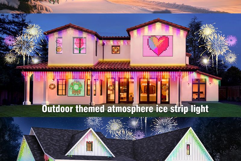 Inteligentne sople świetlne Bluetooth - zmieniające kolor światła zewnętrzne RGB do ogrodu/patio (wodoodporne 100 stóp, sterowanie aplikacją, dekoracja na przyjęcie świąteczne)_voghion.com