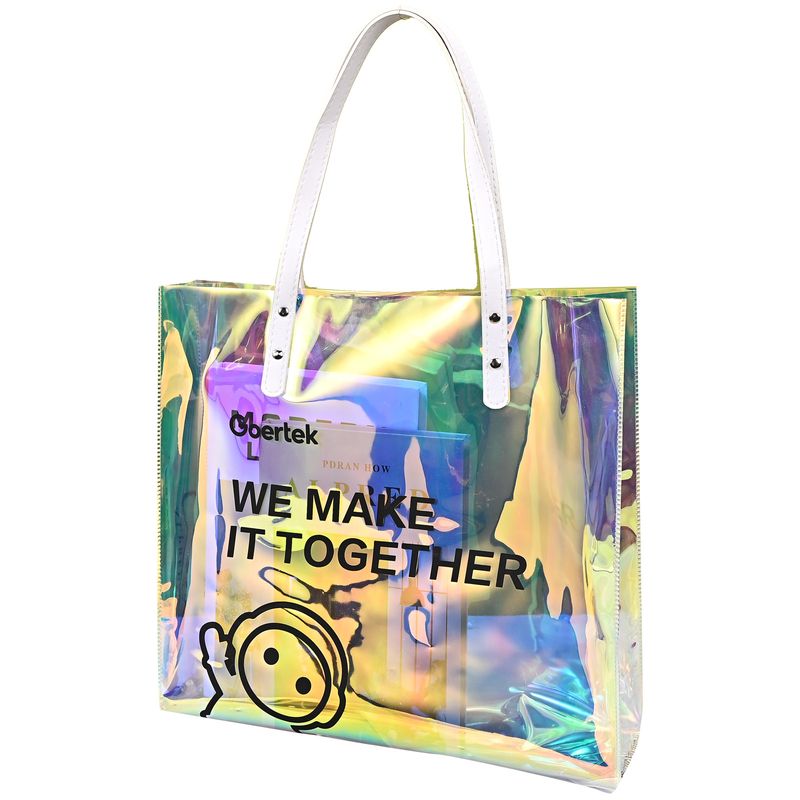 PVC Laser Shooter Tote Transparent Shopping Advertising Promotion Fashion Colorful Companion Gift Bag_voghion.com
