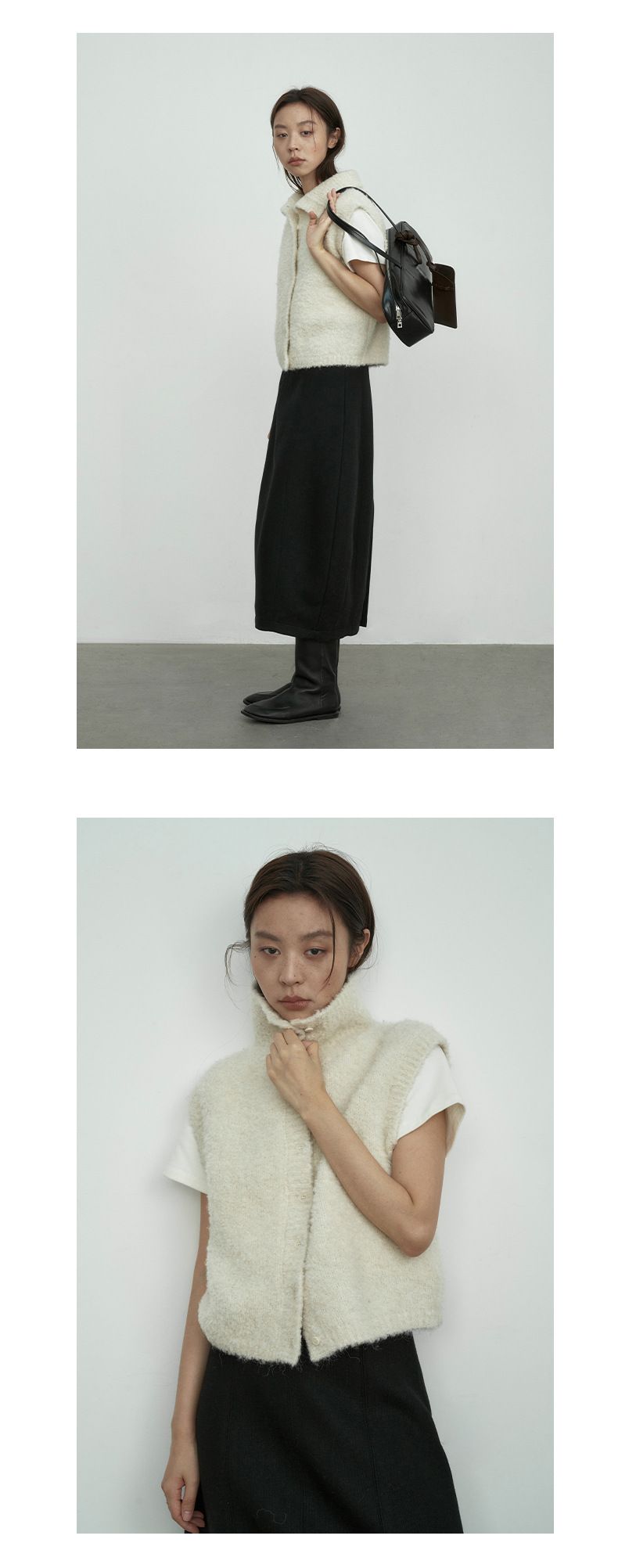 Lines Style Winter Korean Version Sleeveless Intellectual Commuting Versatile Wool Cardigan_voghion.com
