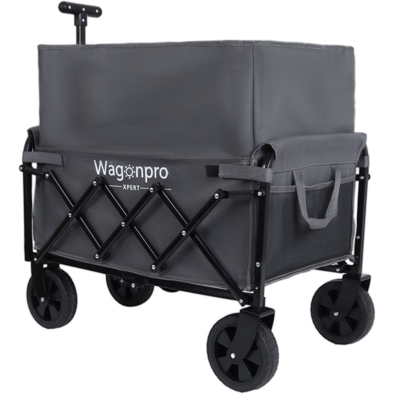 Expandable Dual-Layer Utility Wagon With 100% Extra Space - 225lbs Grocery Cart For Camping, Shopping, Sports, Gardening, Fishing, Gray_voghion.com