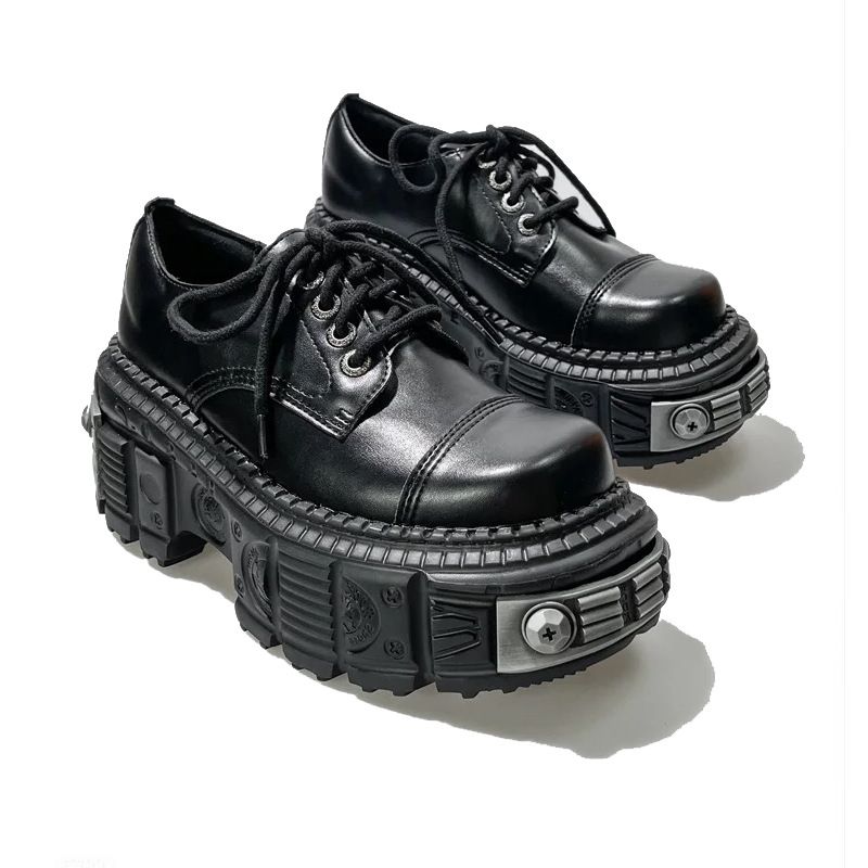 Spanish Trendy Brand Height Increasing Thick Sole Punk Style Dark Big Head Low Top Shorty Leisure Platform Tank Small_voghion.com