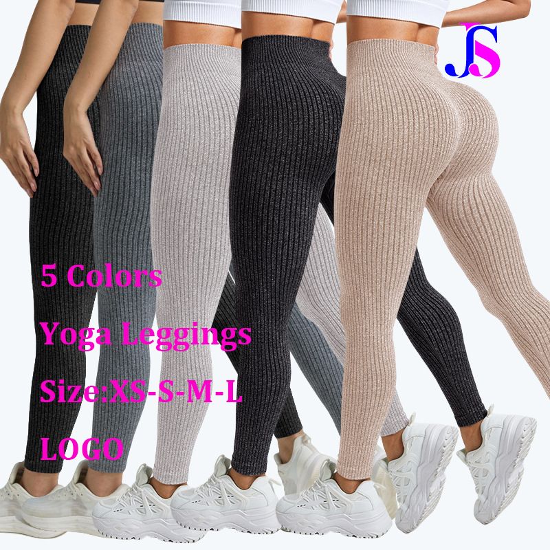 Naadloze yogaleggings in 5 kleuren voor dames - elastische trainingsbroek met hoge taille en AB-garen, sportkleding voor in de sportschool en buiten_voghion.com