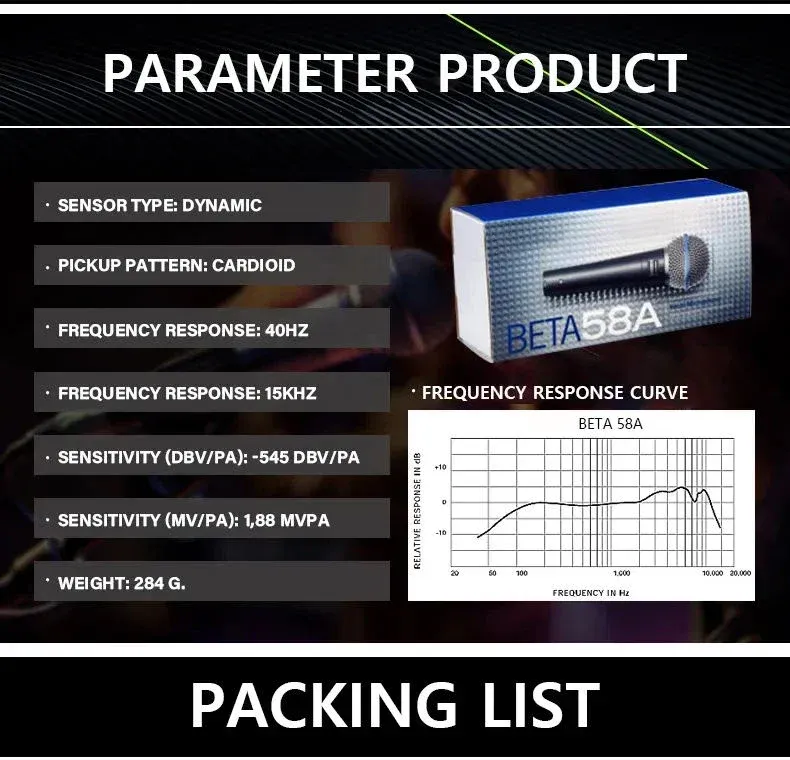 BETA 58A Superkardioid Dynamisk For Scenesang Profesjonell Kablet Mikrofon For Karaoke BBOX Innspilling Vokal_voghion.com