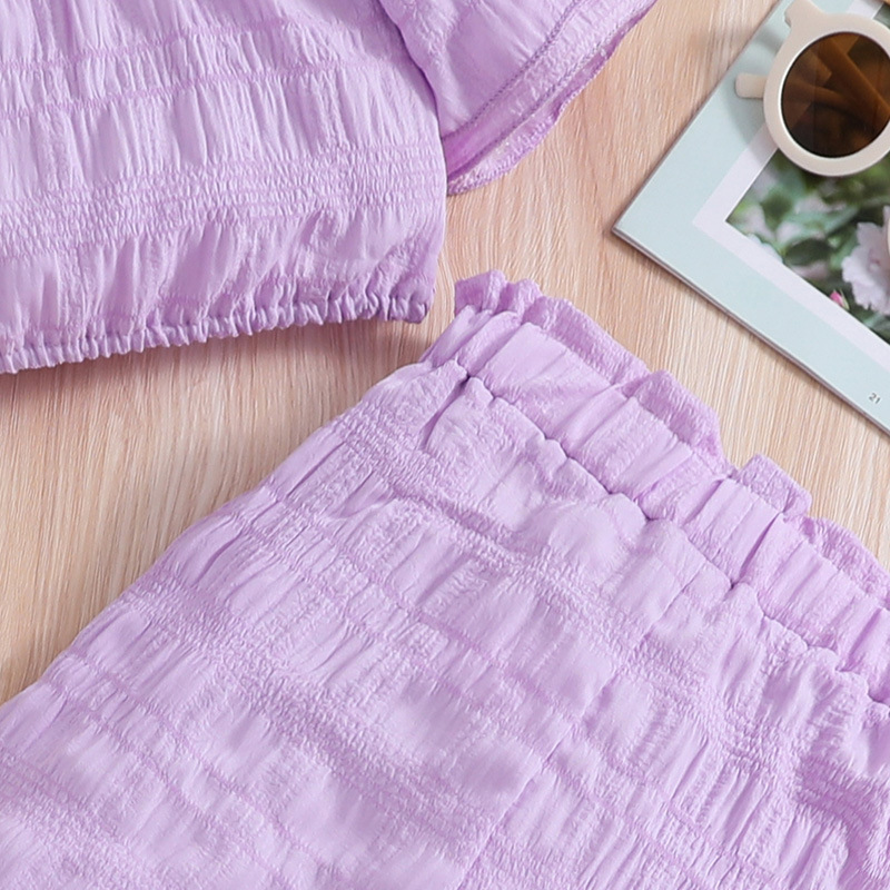 2024 Sommer Kinderkleidung Neue modische Mädchenkleidung mit Hosenträgern, kurzärmeligen Oberteilen, langen Hosen, Mädchenset_voghion.com