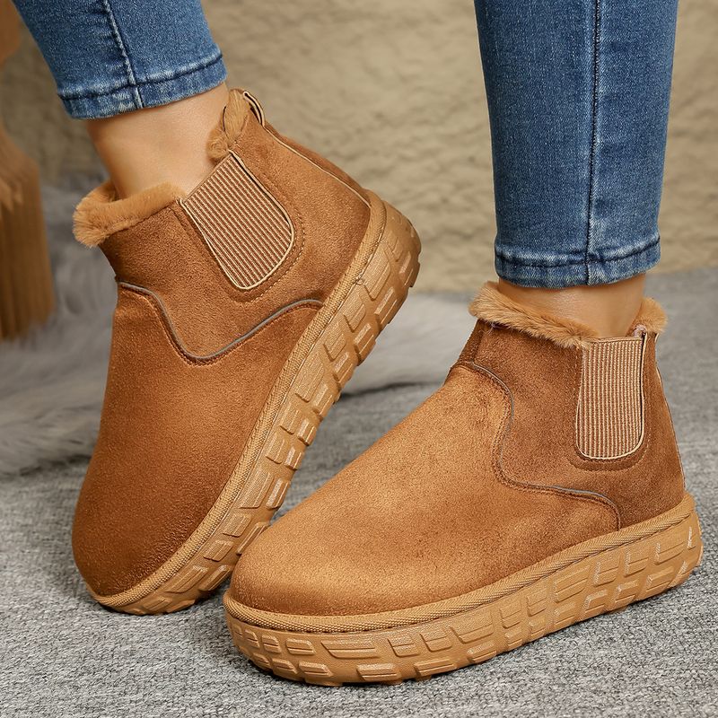 Women's Shoes New Autumn And Winter Snow Boots Women Warm Solid Color Large Size Elastic Band Thick Bottom Short Barrel Cotton Shoes_voghion.com
