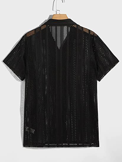 Abbigliamento da uomo, casual, da strada, con bottoni, in maglia, a maniche corte, top e camicie cave_voghion.com