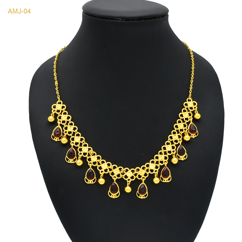 Collana con pendente in zircone da sposa placcato oro Dubai Xinjiang, produttore di collane di gioielli da donna di vendita calda transfrontaliera all'ingrosso_voghion.com